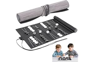 Starvortex Travel Backgammon Set, Roll-up Backgammon Set, Luxury PU Leather Backgammon Travel Set, Portable Back Gammon Board Game with Backgammon Pieces, Travel Games for Adults, Campers, On-the-Go