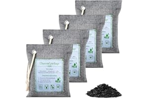 WELLMALL-HULA Bamboo Charcoal Air Purifying Bags,Activated Charcoal Home Odor Absorber Deodorizer and Moisture Eliminator for Closet,Natural Air Purifying Bag for the Refrigerator and Freezer, car (Large, 4×200g)