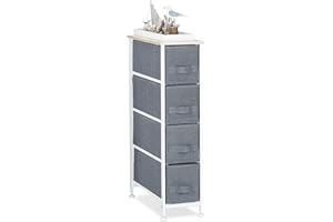 Relaxdays 10023328_492 Mobiletto con 4 Cassetti, Mobile Cassettiera, HxLxP: 76 x 20 x 48 cm, Tessuto, Metallo, Legno, Grigio 76x20x48 cm, Poliestere
