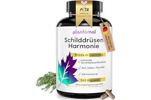 ‎PLANTOMOL JAHRESVORRAT Schilddrüsen Komplex - 365 Jod Selen Kapseln bei Schilddrüsenunterfunktion - Selen Jod Komplex für eine normale Schilddrüsenfunktion - Schilddrüsen Harmonie