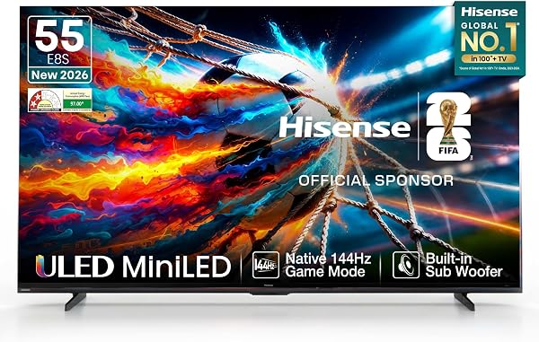 Hisense 139 cm (55 inches) E8S Series Hi-QLED MiniLED Smart TV 55E8S (Black)