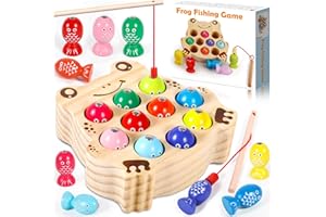 ZLPBAO Drewniana zabawka od 1 roku życia, magnetyczna zabawka wędkarska, zabawka motoryczna, zabawka do sortowania, drewniane puzzle, zabawka edukacyjna dla dzieci jako prezent na urodzin