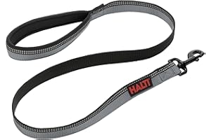 COMPANY OF ANIMALS HALTI Lead For Dogs, Size Large, Black, 1.2m, Premium Nylon Puppy & Dog Leash, Reflective Neoprene-Padded Handle, Comfortable & Easy to Use, For Small, Medium & Large Dogs