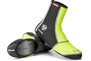 GEWAGE Couvre-chaussures de vélo, unisexe, maintien au chaud, avec bandes réfléchissantes, pour VTT et vélo de route