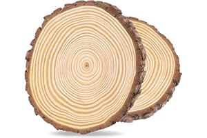 20-22cm Rondin de Bois Sans Trou,1Plusselect 2pcs Rondelles en Bois Naturel,Tranches de Bois Naturel 20mm D'épaisseur,Rond en bois pour Bricolage,Artisanat,Marque Place Mariage,Décoration de Noël Bois