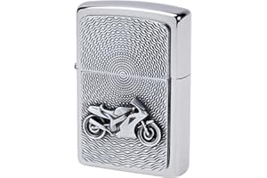 Zippo Briquet tempête – Moto – Chrome brossé – Emblématique – Rechargeable – Réutilisable – Design Coupe-Vent – Boîte Cadeau – Fabriqué aux États-Unis