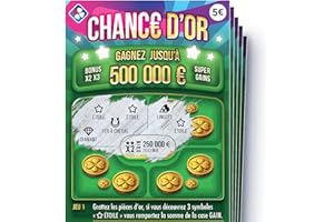 Générique X5 Faux Tickets Gagnants déjà grattés - Faux Gain de 500 000€ - Prank - Secret Santa, Noel, Anniversaire, EVG, EVJF