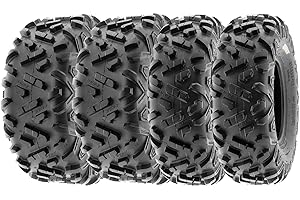 SunF A051 25x8-12 & 25x10-12 ATV UTV Reifen Geländereifen 6PR TL direktionale und knorrige Laufflächen, Satz von 4 Stück