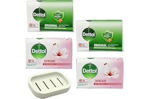 Antibacterial Soap Bundle with 2 Pack Antibacterial Soap Bar Original 100g, 2 Pack Soap Bars Skincare 100g and Glameno Soap Holder