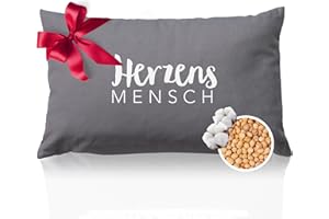 HERBALIND Kirschkernkissen HERZENSMENSCH – Wärmekissen für Mikrowelle als wärmendes persönliches Geschenk für geliebte Menschen - Geschenke zum Geburtstag Muttertag Vatertag - Grau 30x20 cm