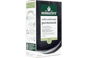 Herbatint Soin Colorant Permanent pour Cheveux 1N Noir - 170 ml | Sans Ammoniaque, 100% de Couverture des Cheveux Blancs | Testé Dermatologiquement pour Peaux Sensibles, avec 8 Extraits Végétaux Bio