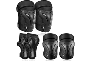RUNDONG Adult/Kids Knee Pad Elbow Pads Wrist Pads Youth Protective Gear Set for Skateboarding Cycling Skateboard Riding Roller Bike Inline Skating Biking BMX Scooter Skates And Other Outdoor Extreme Sports