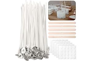 CZ Store®- Stoppino per candele 15 CM-✮✮Garanzia A Vita✮✮ | SET DI 100 PARTI |PORTA STOPPINO IN LEGNO E ADESIVI PER STOPPINI| in cotone naturale al 100% candele profumate organic per pilastri/lanterne