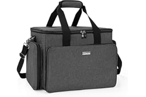 BAFASO Bolsa de Maquillaje Grande con Divisores Ajustables, Estuche de Maquillaje de Viaje para Cosméticos de Todos Los Tamaños, Negro