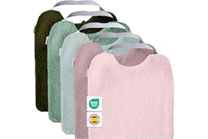 MIMUSELINA | 5er-Pack Frottee - Babylätzchen mit elastischem Halsausschnitt | Wasserdichte Lätzchen Baby | Perfekt für Beikost, Kita und als Baby Lätzchen für den Alltag | Produziert in Spanien