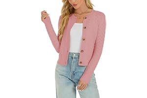 ENJYAM Donna Bolero Uncinetto Maniche Lunghe Chiusura a Bottoni Cardigan Elegante per Primavera Autunno