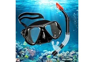 4-PEJIIJAR Gafas Buceo Adulto, 180° Panorámica HD Vista Gafas Snorkel, Gafas y Tubo Snorkel Dry Antivaho, Mascara Snorkel Cristal Templado Anti-Fugas, Profesional Mascara Buceo para Hombres Mujeres