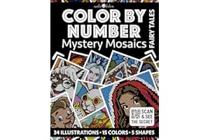 Color by Number: Fairy Tales [Premium Print] Black Background Edition | Mystery Mosaics Coloring Book for Adults | Pixel Art Coloring for Relaxation ... and Easy | Color Quest | Classic Tales
