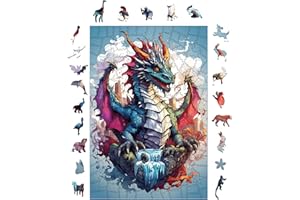 SOMHORN Holzpuzzle Erwachsene, 200-teiliges Tier-Holzpuzzle mit unregelmäßiger Form, Holzpuzzle-Geschenke für Freunde und Familie, mittel (Drachen)