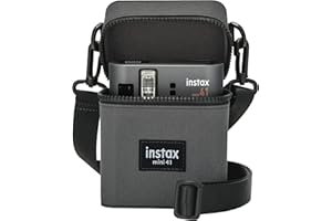 instax Mini 41 etui na aparat błyskawiczny z paskiem na ramię, zapinaną na zamek błyskawiczny etui na aparat i tylną kieszenią foliową, wykończone hartowaną tkaniną Charcoal Grey