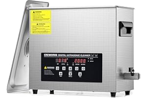 CREWORKS 6L 180W Limpiador Ultrasonidos con Calentador Digital y Temporizador Máquina de Ultrasonido para Limpieza de Acero Inoxidable