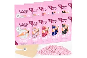BOYUJK Professional 1000g Hard Wax Beads for Full Body, Facial and Legs, Painless Gentle Hair Removal Wax Beads for Women and Men (10 packs of 100g, Multi-colour)
