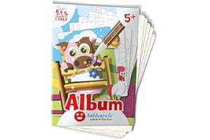 Sabbiarelli Sand-it For Fun - Álbum Animales de la Granja: 5 Hojas Adhesivas A5 para Sand Art con 5 Dibujos para Colorear con Arena de Colores (NO INCLUIDA) - Manualidades Niños 5+