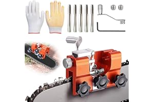 DAZZTIME Ostrzałka do piły łańcuchowej, zestaw do ostrzenia pił łańcuchowych z 5 głowicami szlifierskimi, ostrzałka do łańcuchów piły, akcesoria do wszystkich rodzajów pił łańcuchowych, zawiera 1 parę