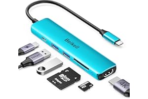 USB C Hub, Beikell 7 in 1 USB C Adapter mit PD 100W,4K HDMI,2X SD/TF Kartenleser & 2X USB 3.0 Ports,1X USB-C-Stecker Kompatibel mit MacBook Pro/Air, Chromebook, Thinkpad, Laptop-Blau