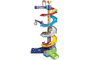 VTech - Tut Tut Bolides, Méga Circuit Spirales 2 en 1 avec Voiture Titouan Fou du Volant, Circuit Voitures Enfant, 5 Zones Magiques, Cadeau Garçon et Fille de 1 an à 5 Ans - Contenu en Français