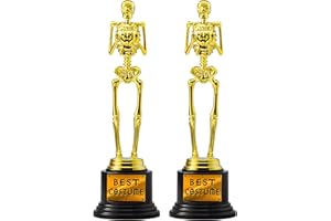 JOYIN 2 Pcs Halloween Best Costume Skeleton Trophy for Halloween Skull Party Favor Prizes, Gold Bones Game Awards, Costume Contest Event Trophy