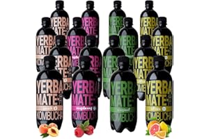 YERBEE Yerba Mate Kombucha Tè 16x400ml (Peach, Lampone, Agrumi, Originale) Pilz Drink | Bevanda 100% Fermentata Naturalmente – MixBox 16 Bottiglie | Tè Verde con Coltura di Kombucha dal Vivo