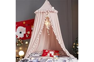 HUOQOU Baldaquin de lit pour Filles Princesse Dôme Rond Enfants Moustiquaire rêveuse Linge de lit Chambre de Filles Château Tente de Jeu Maison Suspendue Décor Niche de Lecture Baldaquins(Rose)