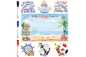 COZDAZZ Cruise Door Magnets Decorations, 7PCS Seaside Birthday Cruise Magnets for Ship Cabin Door, Cruising Must Haves Magnetic Signs, with 3PCS Pens