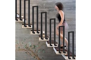 AONASRDI Ringhiera Per Scale Interne, Ringhiere Per Esterni, Ferro Battuto A Forma Di U, Nordico Moderno Antiscivolo Passamano, Attico Corridoio Ringhiere Di Sicurezza Per Gradini (100cm, Stile B 20 cm nero)