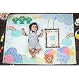 NEW COMERS® Milestone Cotton Baby Blanket & Props for Monthly Photoshoot, New Born Babies Soft Swaddle with 1-12 Month Cards, Ac Room Blanket for Summer/Winter/Multiuse, TC(150/300) 135x115 cm - 401