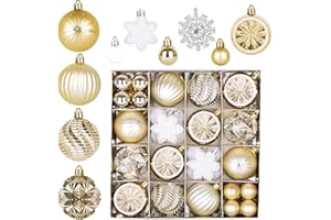 NEXALITE 40 Bolas de Navidad Doradas: Bolas Arbol de Navidad 6 cm/3 cm, Adornos para árbol de Navidad con Ganchos, para Decorar Bodas, Fiestas y Otras Ocasiones