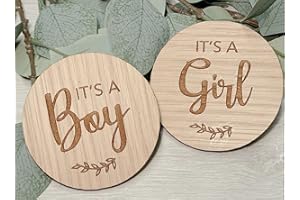 MY PRETTY LITTLE GIFTS It's a Girl and It's a Boy Set of 2 Wooden Disks for Pregnancy Gender Reveal Baby Annoucement