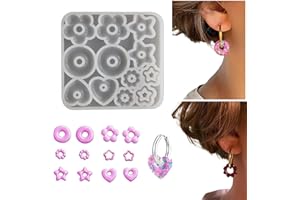 JDIEOQA Moule en résine époxy Moules en Silicone pour Moulage en Silicone moules Porte-clés Bijoux en résine Coeur étoile Fleur Boucles d'oreilles moules résine époxy Accessoires pour la