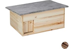 Relaxdays Maison hérisson résistant à l’Hiver, Montage, à l’abri des Chats,entrée de Labyrinthe, HlP 21x46x34 cm, Bois