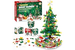 ZHMENGE Advent Calendar 2025 Kids for Christmas Tree Building Toy with LED Light Mini Building Blocks,Christmas Countdown 24 in 1 Blocks Toy 701 Pcs,Christmas Building Blocks Toy Gift for Adult Boys and Girls