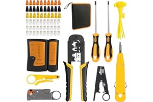 MAYLINE-TECH MAYLINE Pince à Sertir Outil de RJ45 Sertissage de Testeur de LAN Câble Ethernet Cat7 Cat6a Cat6 Cat5 RJ11 Réseau Professionnel d'Ordinateur pour Kit d'outils de Réseau d'Outils (Noir)