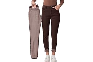 Fakanhui Jeans thermiques d'hiver doublés en polaire pour femme