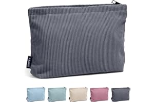 Kleine Make up Tasche MAANGE Reise Kosmetiktasche Cord Kleine Schminktasche Make up Tasche mit Metall Reißverschluss Schminktasche für Reisen(grau)