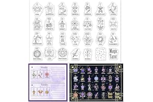 ‎GLOBLELAND GLOBLELAND Tarot Tagebuch Clear Stamps für DIY Scrapbooking Dekor Zwölf Sternbilder Fantasy Mystic Magic Tarot Tagebuch Transparente Silikonstempel für die Herstellung von Karten Fotoalbum Dekor