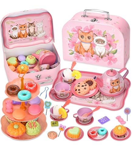 Speedy Monkey Set Da Tè In Legno FSC Per Bambini - Completo Di Teiera, Tazze, Piattini, Cibo Giocattolo E Coperta - 3