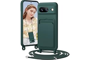 BENTIACC Handykette Silikon Hülle für Google Pixel 8 mit Band, Handyhülle mit Kartenfach, Abnehmbar Kordel Kette, Stoßfeste Schutzhülle für Google Pixel 8 (Grün)