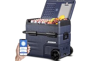 Bodega Car Fridge 55L, Camping Fridge Dual Zone, Portable Freezer 12/24V DC and 100-240V AC for Campervan, Driving, Travel, RV, Outdoor, Picnic, WIFI APP Control, -20°C to 20°C