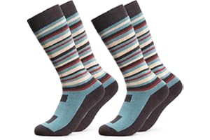 Occulto CHAUSSETTE de SKI pour ENFANTS (2 Paires), CHAUSSETTES THERMIQUES pour GARCON et FILLE d´HIVER REMBOURRÉ et RESPIRANT