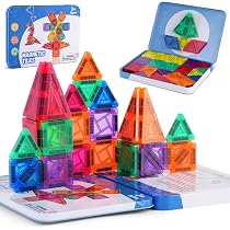 Ulikey Costruzioni Magnetiche per Bambini, Giochi da Viaggio a Cubi Magnetici, Scatola in Ferro Portatile Giocattolo da Costruzione Magnetico, Giocattoli Regalo per Bambini Bambina dai 3 Anni+ (35PCS